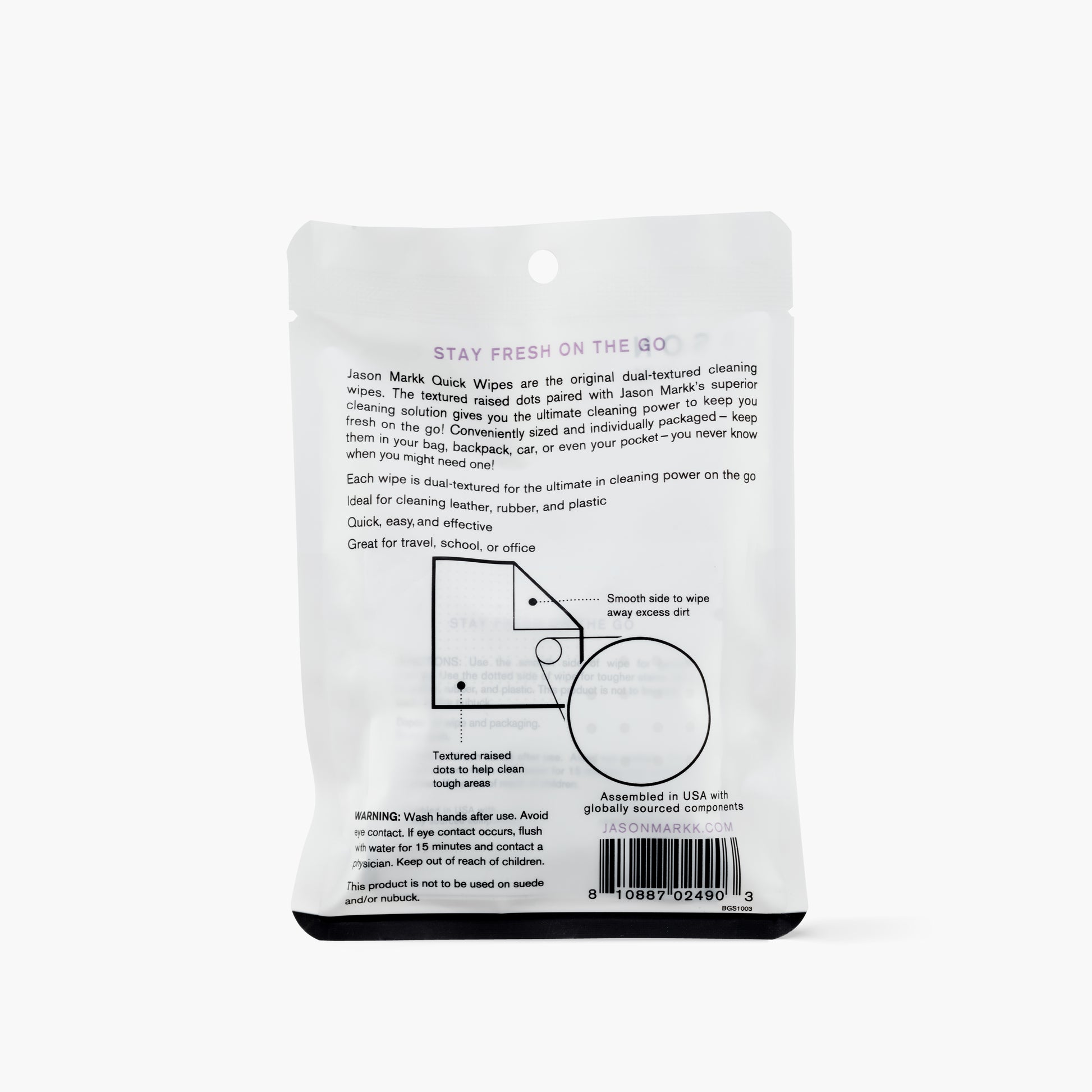 Jason Markk Quick Wipes (3 Pack) - Back Packaging