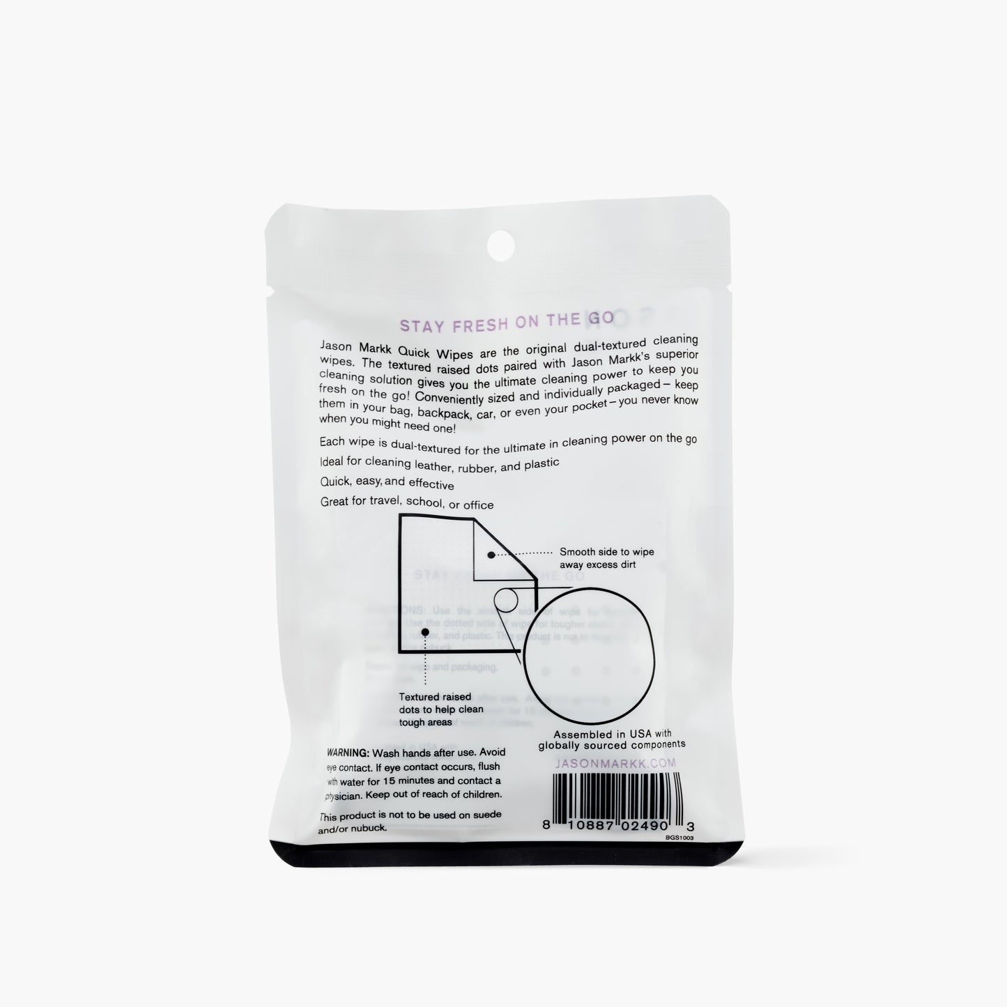 Jason Markk Quick Wipes (3 Pack) - Back Packaging