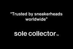 Black background with white text 'Trusted by sneakerheads worldwide' and sole collector logo.