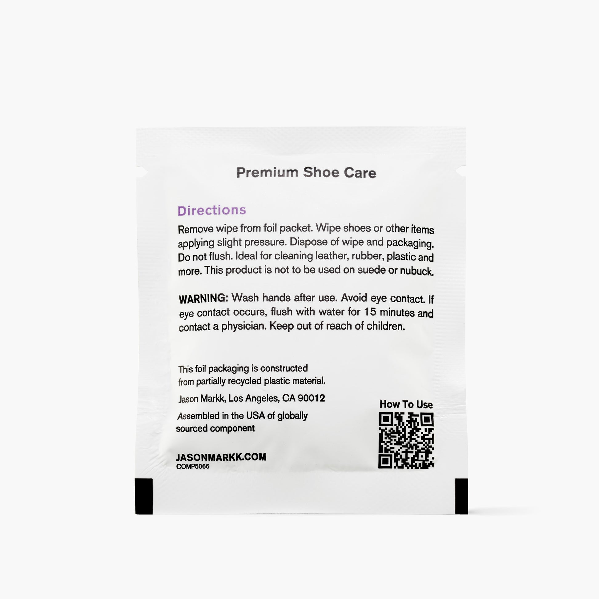 Jason Markk Quick Wipes (30 Pack) - Individual Wipe Out of Box Back