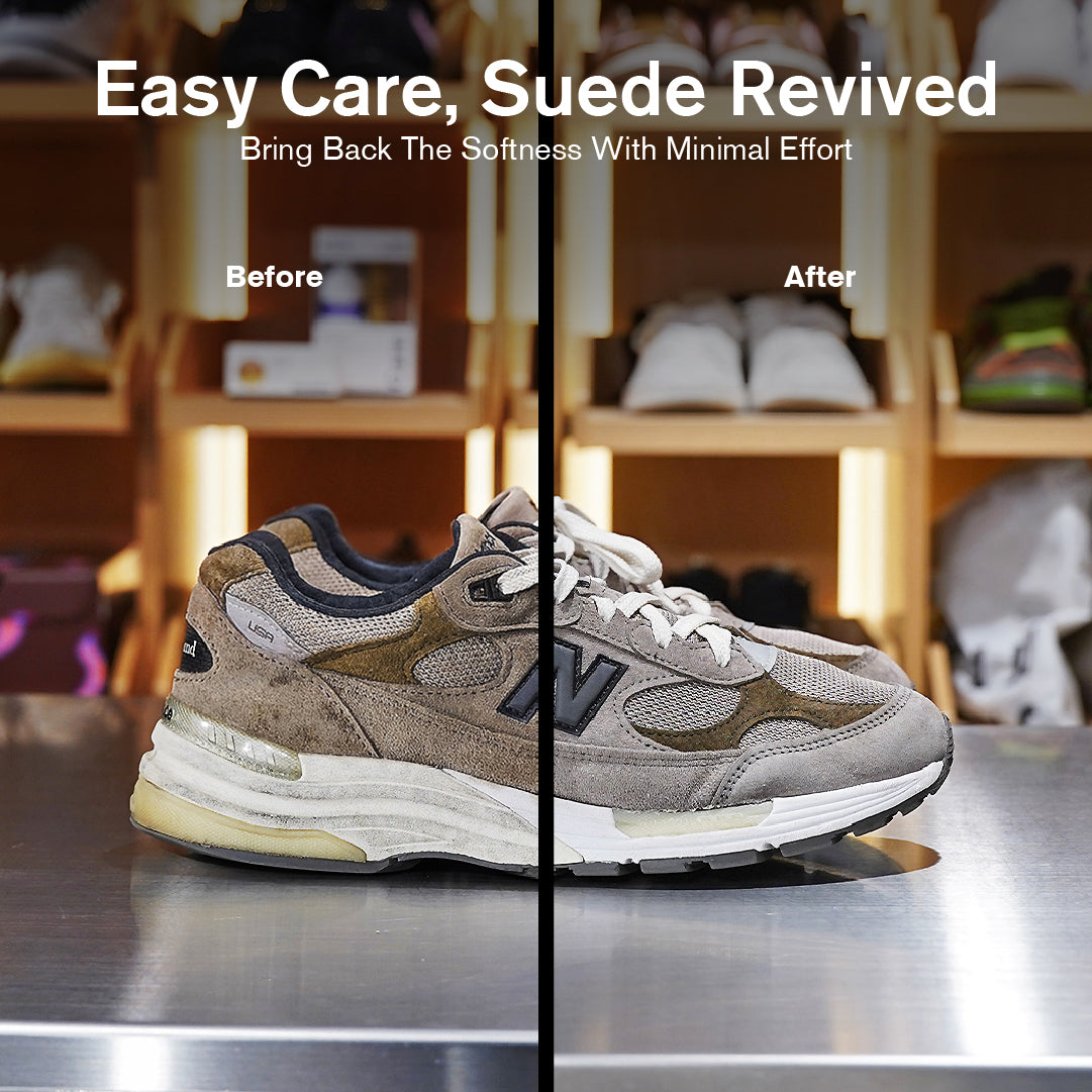 before and after suede brush cleaning technique for nubuck boots