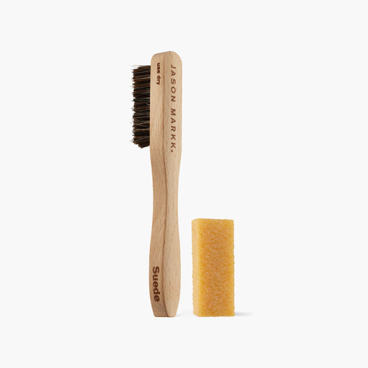 Jason Markk Premium Suede Cleaning Kit - Premium Suede Cleaning Brush and Suede Eraser out of package