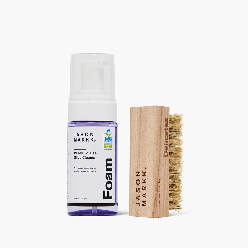 4oz Ready-to-use Foam Cleanser and Delicates Cleaning Brush out of package - Front Labeling