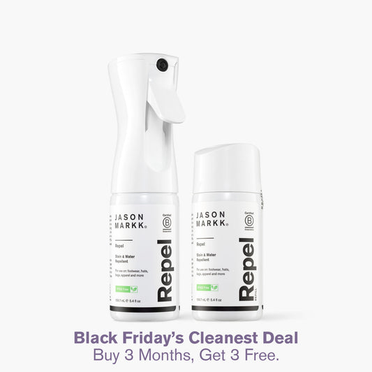 A photo showing Jason Markk Repel Spray and Repel Refill. 