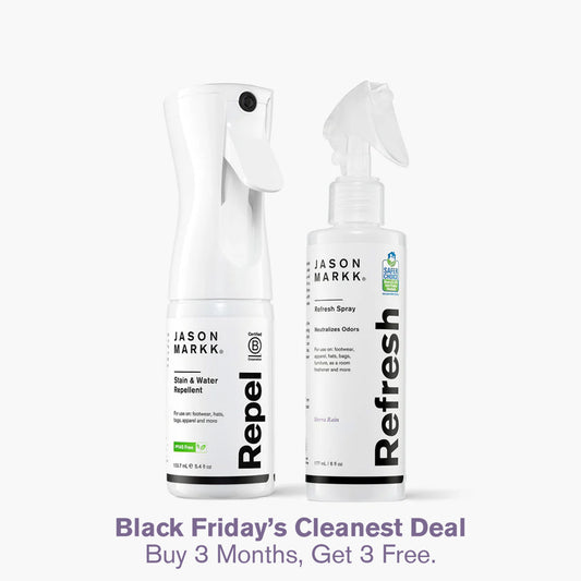 Jason Markk Repel Spray and Refresh Spray on a white background.