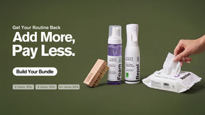 Jason Markk shoe care bundle offer on olive green background: 