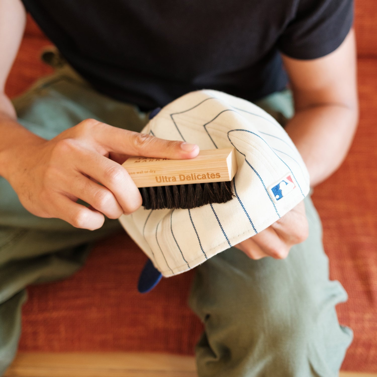 DRY BRUSHING A NEW ERA DODGER HAT WITH A JASON MARKK ULTRA DELICATES BRUSH