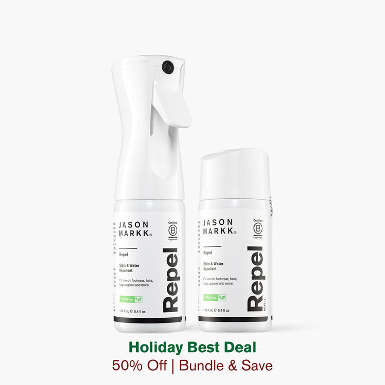 A photo showing Jason Markk Repel Spray and Repel Refill. 