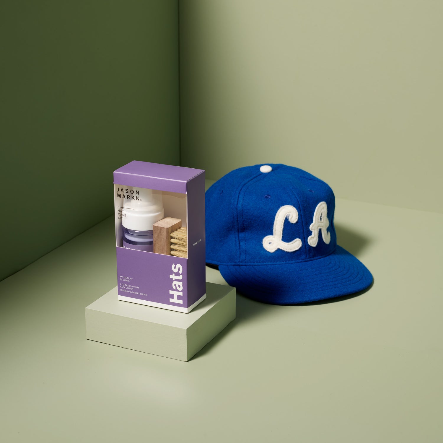 JASON MARKK HAT CARE KIT WITH BLUE EBBETS FIELD HAT