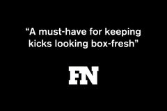 FN logo with quote "A must-have for keeping kicks looking box-fresh" on a black backround