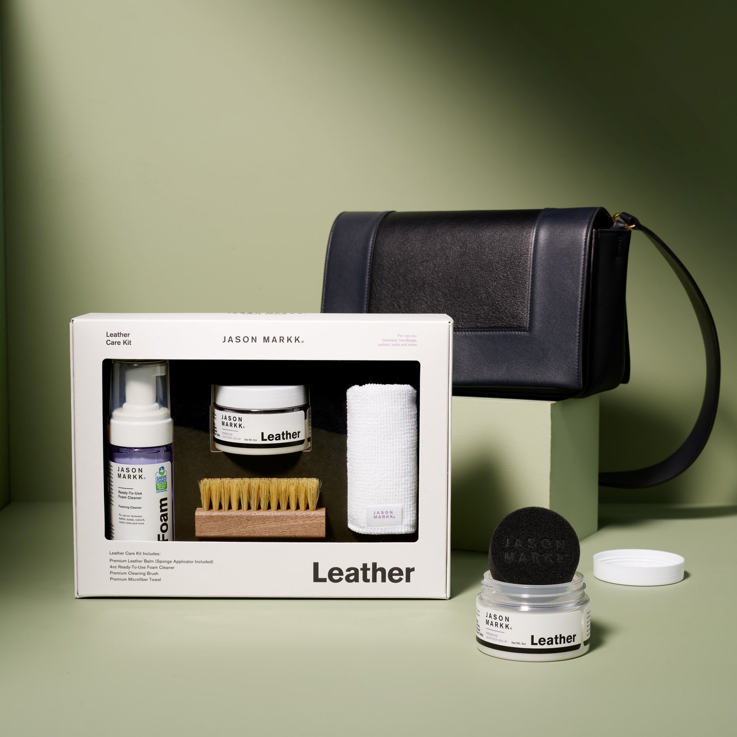 JASON MARKK LEATHER CARE KIT WITH CELINE HANDBAG IN BACKGROUND