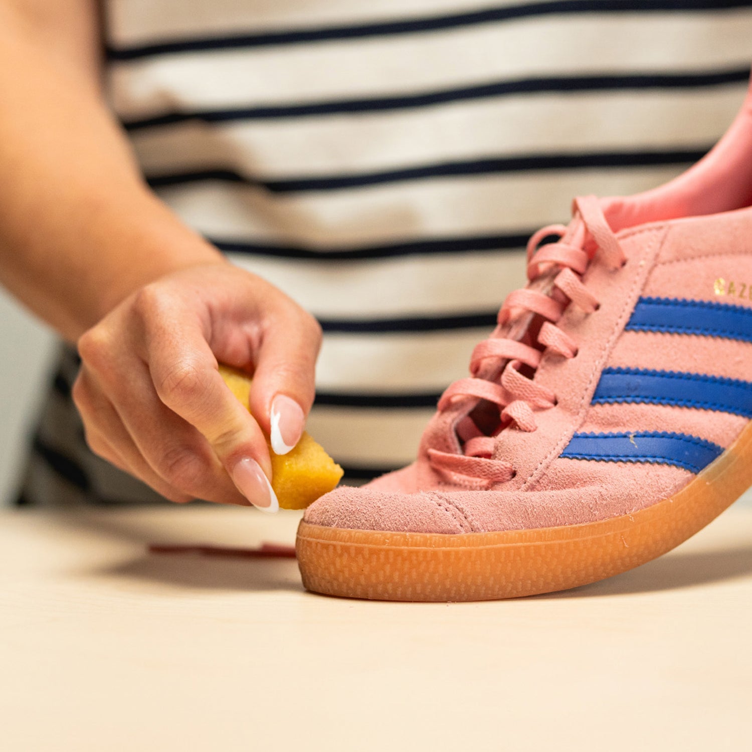 JASON MARKK SUEDE ERASER USED ON A PAIR OF ADIDAS GAZELLE