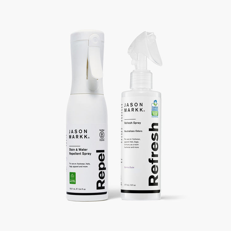 Jason Markk Repel Spray and Refresh Spray on a white background.