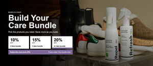 Build Your Care Bundle savings tiers: 10% off 2 items, 15% off 3 items, 20% off 4 or more items, subscribe and save 20%.