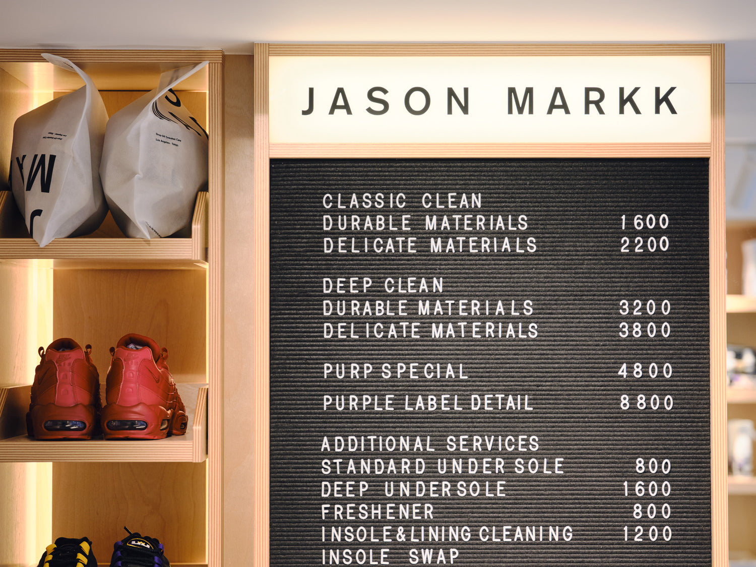 JASON MARKK IN STORE MENU OF SERVICES